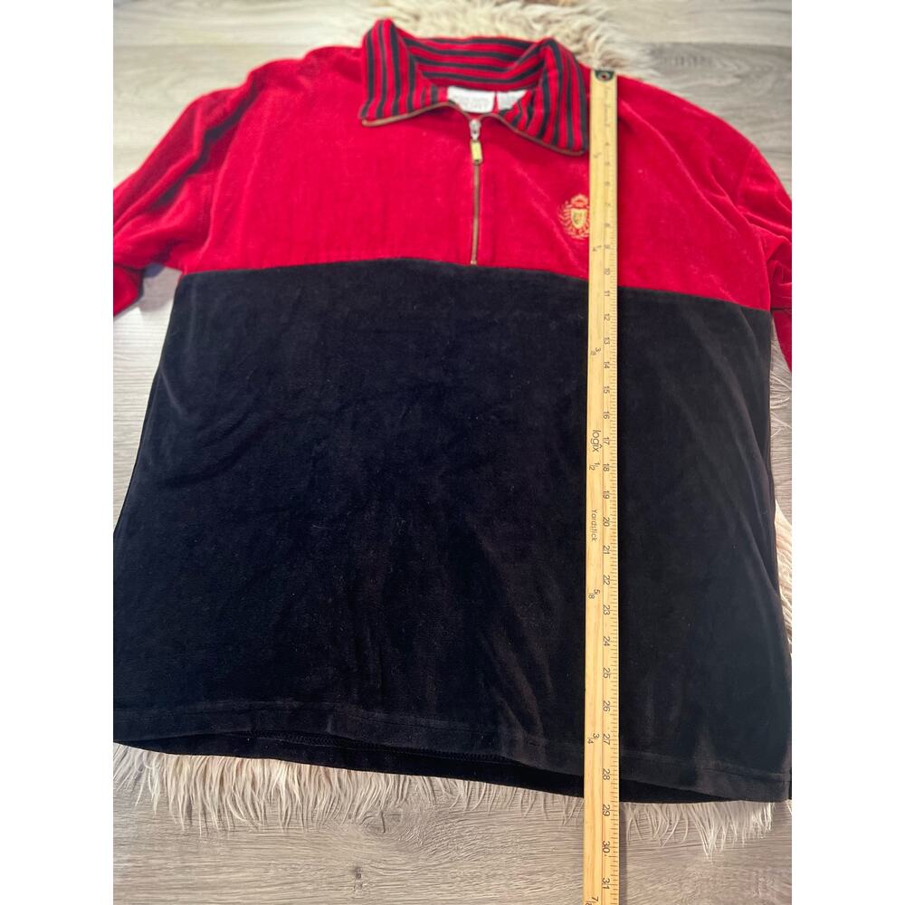 Jaclyn Smith vintage black & red velour pull over - Picture 3 of 10